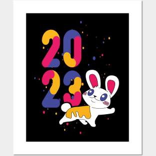 Funny New Years with a cute Rabbit Posters and Art